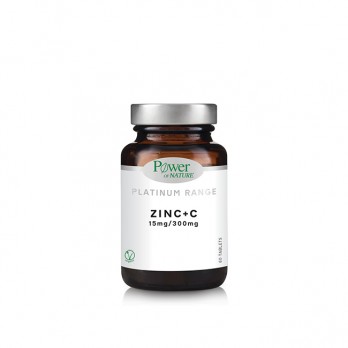 Power Health Platinum Range Zinc+C 15mg/300mg 60tabs | Συμπλήρωμα Διατροφής με Γλυκονικό Ψευδάργυρο 15mg και Βιταμίνη C 300mg