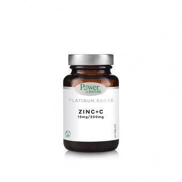 Power Health Platinum Range Zinc+C 15mg/300mg 60tabs | Συμπλήρωμα Διατροφής με Γλυκονικό Ψευδάργυρο 15mg και Βιταμίνη C 300mg