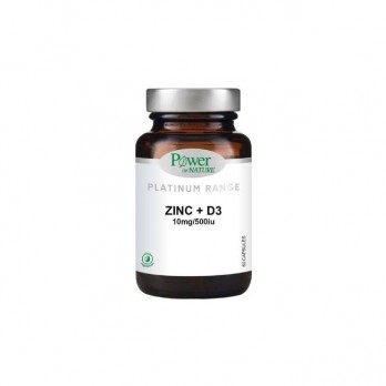 Power Health Platinum Range Zinc+D3 10mg/500iu 60caps | Συμπλήρωμα Διατροφής με Κιτρικό Ψευδάργυρο 10mg και Βιταμίνη D3 500iu 