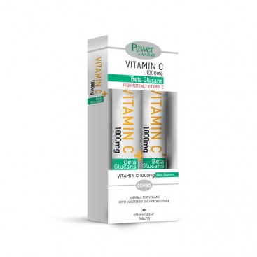 Power Health Vitamin C 1000mg plus Beta Glucans Συνδυασμός Βιταμίνης C με Β-Γλυκάνες 20eff.tabs & Δώρο Vitamin C 1000mg plus Beta Glucans Πορτοκάλι 20eff.tabs