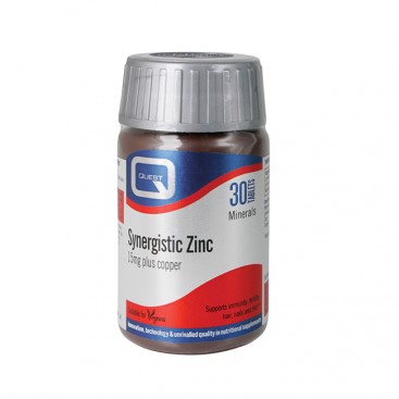 Quest Synergistic Zinc 15mg with Copper 30tabs | Συμπλήρωμα Διατροφής με Ψευδάργυρο και Χαλκό