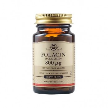 Solgar Folic Acid (Folacin) 800mcg 100tabs | Συμπλήρωμα Διατροφής Φυλλικού Οξέος