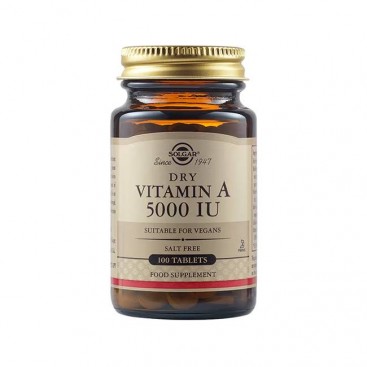 Solgar Vitamin A 5000 IU dry 100tabs| Συμπλήρωμα Διατροφής Βιταμίνης Α