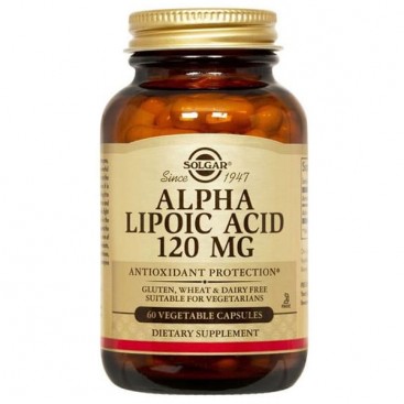 Solgar Alpha Lipoic Acid 120mg 60veg.caps | Συμπλήρωμα Διατροφής, Ισχυρό Αντιοξειδωτικό