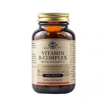 Solgar Vitamin B-Complex with Vitamin C 100tabs  | Συμπλήρωμα Διατροφής με Σύμπλεγμα Βιταμινών B και C