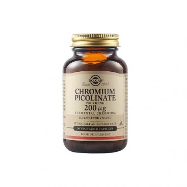 Solgar Chromium Picolinate 200μg 90veg.caps | Συμπλήρωμα Διατροφής Πικολινικού Χρώμιου