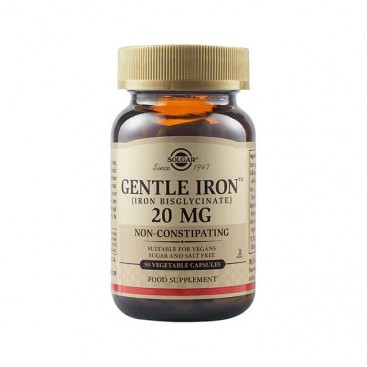 Solgar Gentle Iron 20 mg 90veg.caps | Συμπλήρωμα Διατροφής με Σίδηρο