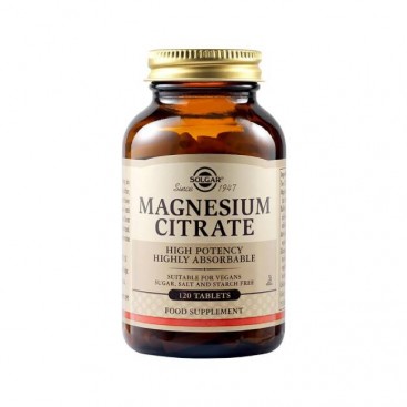 Solgar Magnesium Citrate 200mg, 120tabs |  Συμπλήρωμα Διατροφής με Κιτρικό Μαγνήσιο