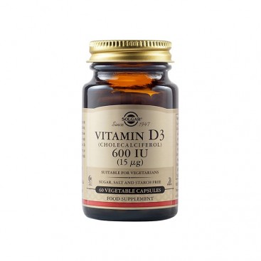 Solgar Vitamin D-3 600IU, 60veg.caps  | Συμπλήρωμα Διατροφής Βιταμίνη D3