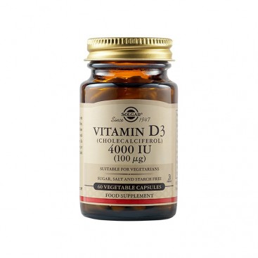 Solgar Vitamin D-3 4000 IU / 100μg 60veg.caps| Συμπλήρωμα Διατροφής Βιταμίνη D3