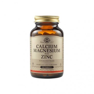 Solgar Calcium Magnesium plus Zinc 100tabs |  Συμπλήρωμα Διατροφής με Ασβέστιο, Μαγνήσιο & Ψευδάργυρο