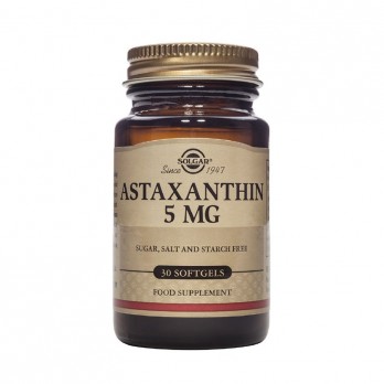 Solgar Astaxanthin 5mg, 30softgels | Φυσικό Καροτινοειδές με Πολύ Υψηλή Αντιοξειδωτική Δράση 