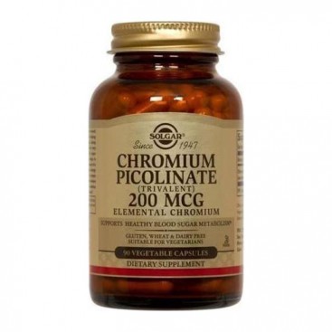 Solgar Chromium Picolinate Συμπλήρωμα Διατροφής Χρήσιμο για τον Έλεγχο του Σακχάρου στο Αίμα - 200μg 90 veg.caps