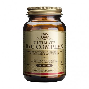 Solgar Ultimate B+C Complex 60tabs | Συμπλήρωμα Διατροφής για την Ενίσχυση του Νευρικού & Ανοσοποιητικού Συστήματος,