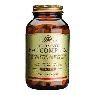 Solgar Ultimate B+C Complex 90tabs | Συμπλήρωμα Διατροφής για την Ενίσχυση του Νευρικού & Ανοσοποιητικού Συστήματος