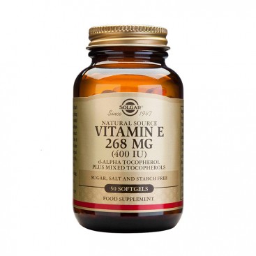 Solgar Vitamin E Natural 400IU 50softgels | Συμπλήρωμα Διατροφής Φυσικής Πηγής Βιταμίνη Ε Πλούσια σε Αντιοξειδωτικά 