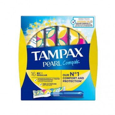 Tampax Compak Pearl Regular 16τμχ | Ταμπόν για Κανονική Ροή 