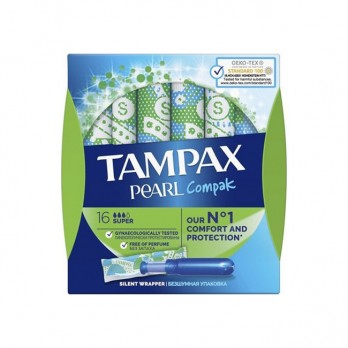 Tampax Pearl Compak Super 16τμχ | Ταμπόν με Απλικατέρ για Αυξημένη Ροή