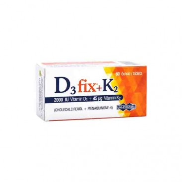 Uni-Pharma D3 Fix+K2 2000IU Vitamin D3 + 45μg Vitamin K2 60tabs | Βιταμίνη D3 + Βιταμίνη Κ2