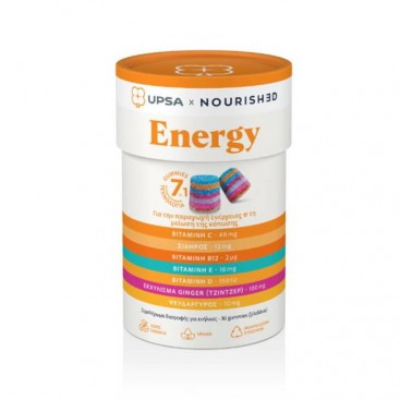 Upsa Nourished Energy, 30 Gummies |  Συμπλήρωμα Διατροφής για την Παραγωγή Ενέργειας 