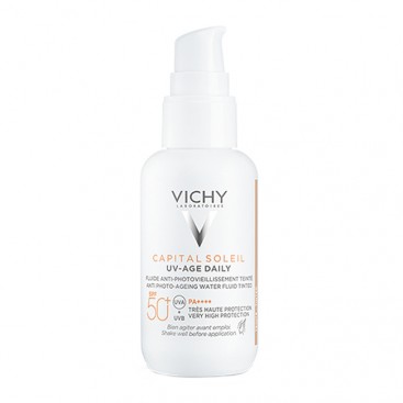 Vichy Capital Soleil UV-Age Daily SPF50+ Tinted 40ml | Λεπτόρρευστο Αντηλιακό Προσώπου Κατά της Φωτογήρανσης με Χρώμα 