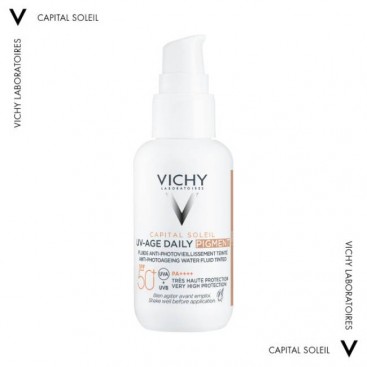 Vichy Capital Soleil UV-Age Daily SPF50+ Pigment Light 40ml | Λεπτόρρευστο Αντηλιακό Προσώπου Κατά της Φωτογήρανσης με Χρώμα 