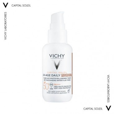 Vichy Capital Soleil UV-Age Daily SPF50+ Pigment Medium 40ml | Λεπτόρρευστο Αντηλιακό Προσώπου Κατά της Φωτογήρανσης με Χρώμα 