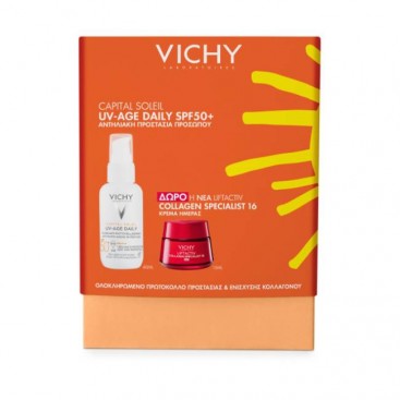 Vichy Capital Soleil UV-Age Daily SPF50 Λεπτόρρευστο Αντηλιακό Προσώπου Κατά της Φωτογήρανσης 40ml & Δώρο Collagen Specialist 16 Κρέμα Ημέρας 15ml