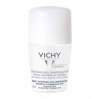 Vichy Deodorant Skin Sensitive Roll-On 50ml | Αποσμητικό για Ευαίσθητες ή Αποτριχωμένες Επιδερμίδες- 48h Προστασία, 