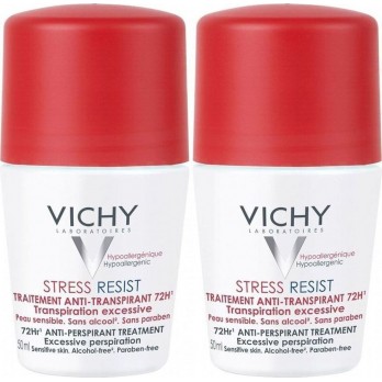 Vichy Deodorant Stress Resist Roll-On 72h 2x50ml | Εντατική Αποσμητική Φροντίδα 72h (με έκπτωση -50% στο δεύτερο προϊόν)