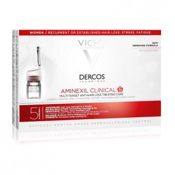 Vichy Dercos Aminexil Clinical 5 Women 21x6ml | Αμπούλες Τριχόπτωσης για Γυναίκες, 21 Μονοδόσεις x 6ml 