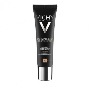 Vichy Dermablend 3D Correction SPF19 PA++++  Νο45 GOLD, 30ml|Διορθωτικό Make up για Επιδερμίδα με Τάση Ακμής