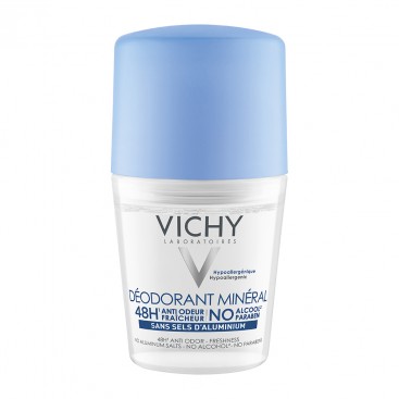 Vichy Deodorant Roll On Mineral  50ml | Αποσμητικό  χωρίς Άλατα Αλουμινίου  για 48h Προστασία.